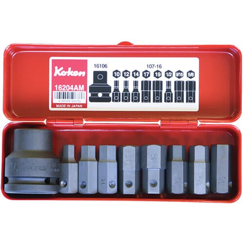 Koken 16204AM Impact Hex Bit Socket Set 9pc 3/4"Dr (Contains Bit Holder