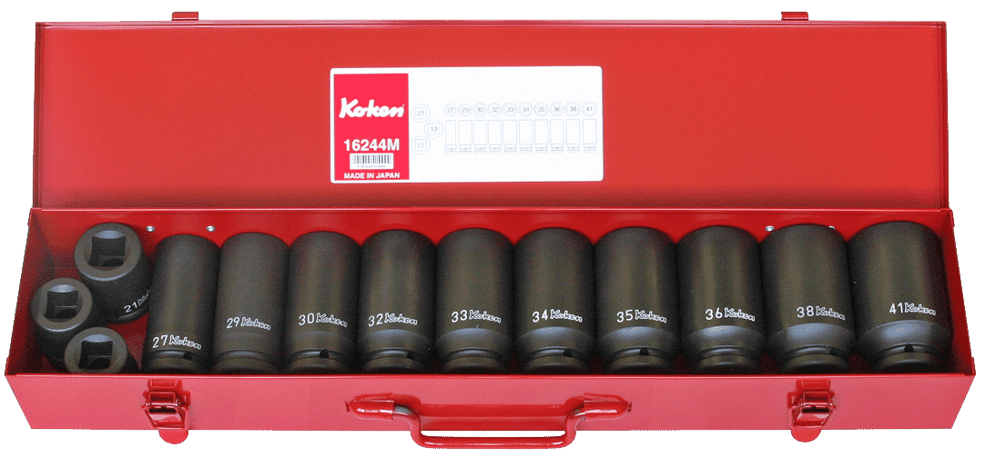 Koken 16244M-6P Deep Impact Socket Set 3/4"Dr 13pc 27-41mm