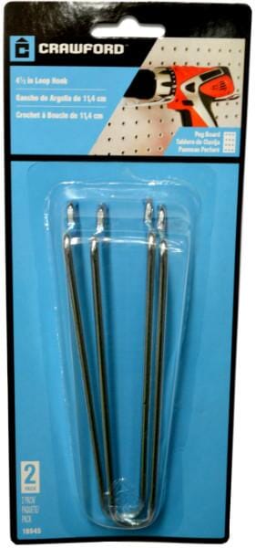 Crawford Pegboard Hooks Double Loop 2pce #18945 112mm
