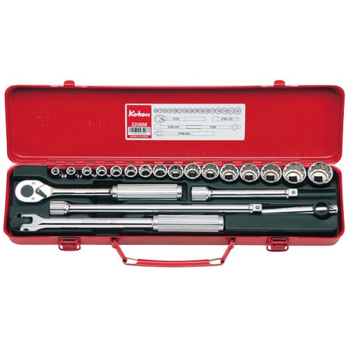 Koken 3206M Socket Set 12pt 21pc 3/8"Dr 6-22mm
