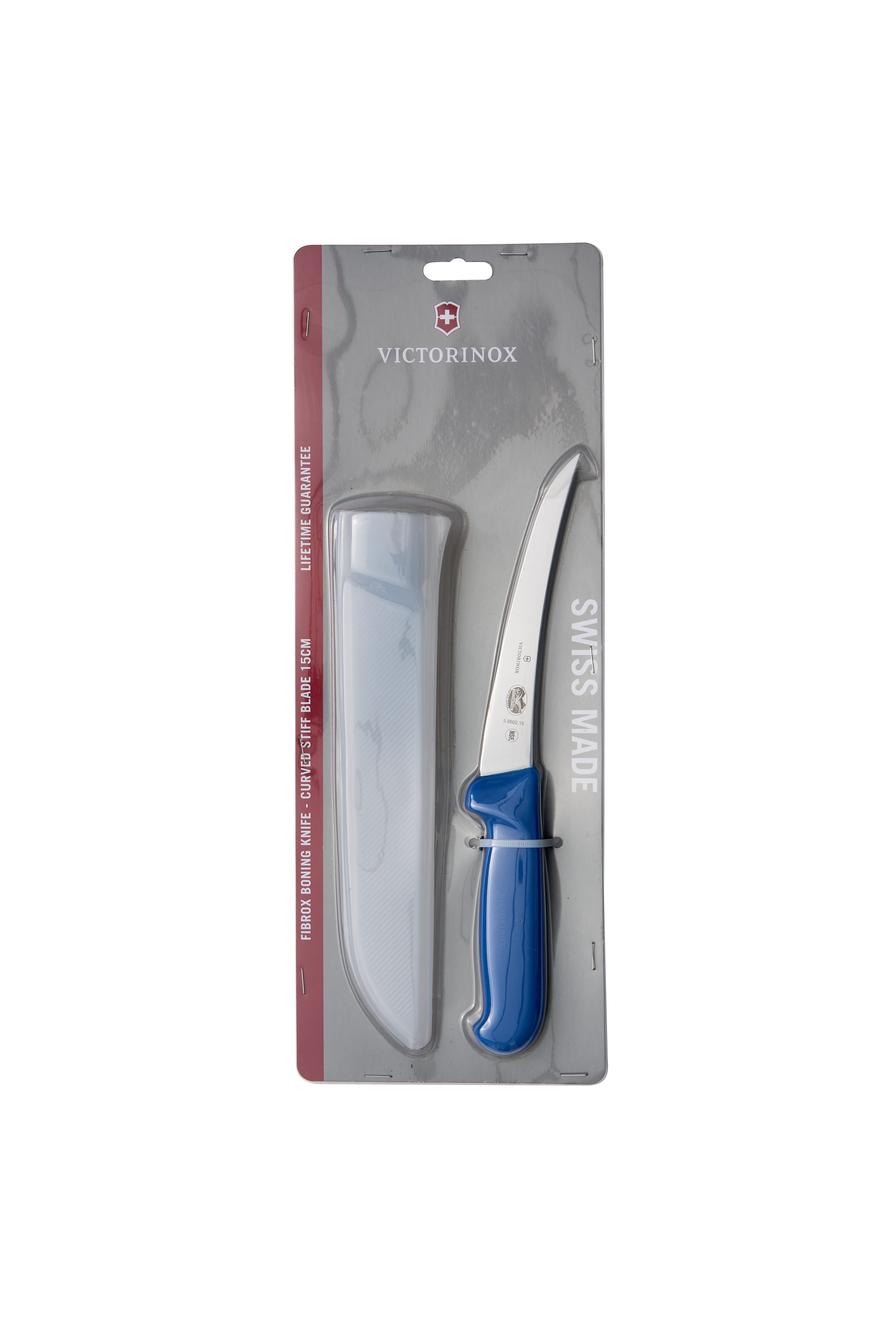 Victorinox Boning Knife Stiff Curved Blade Blue handle with sheath