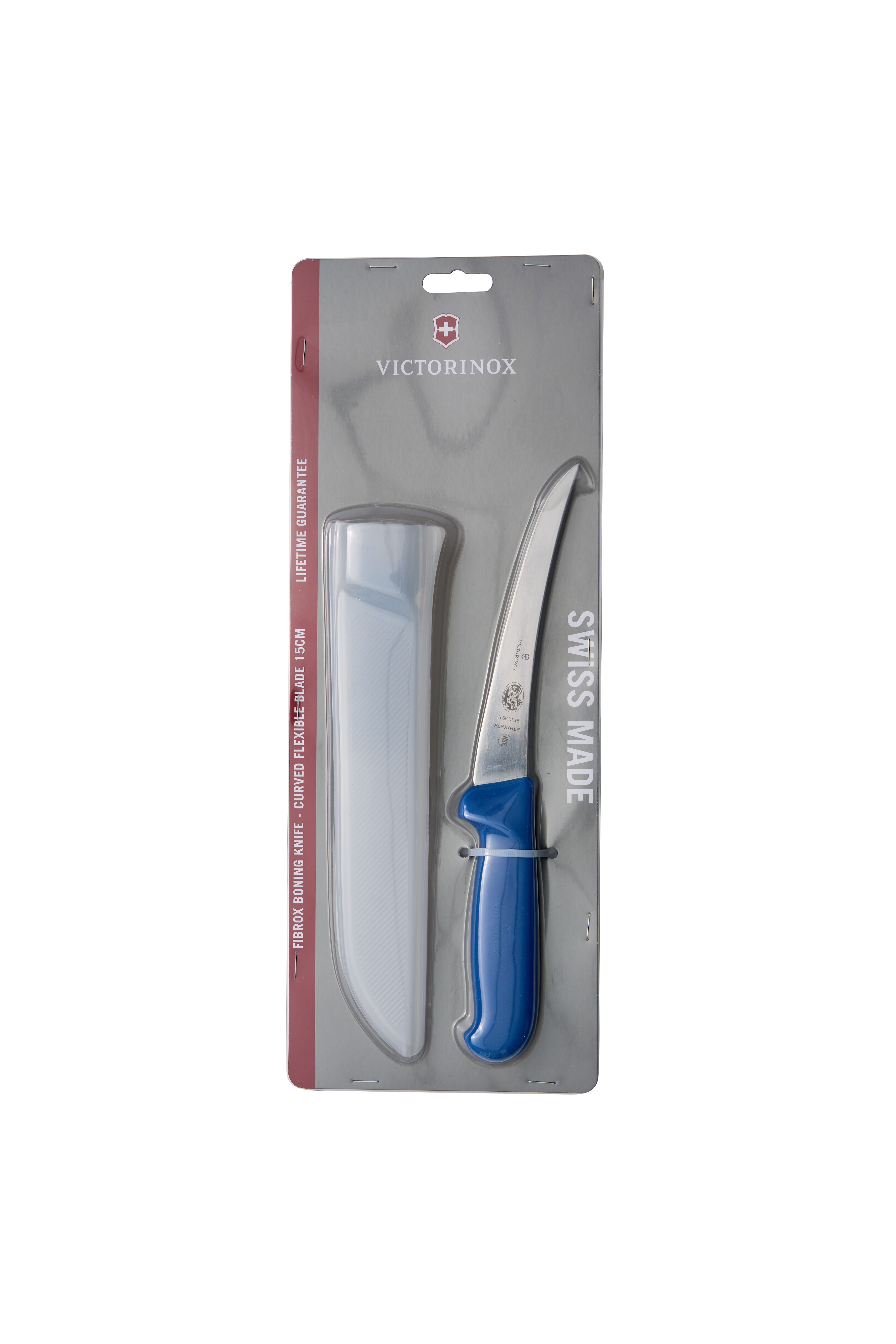 Victorinox Boning Knife Flexible Curved Blade Blue Handle with Sheath