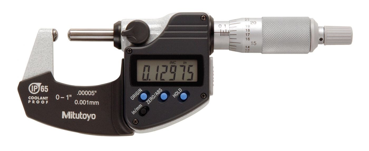 Mitutoyo Digimatic Tube Micrometer 0 - 1"/25mm  (Sph/Sph) IP65 Coolant Proof