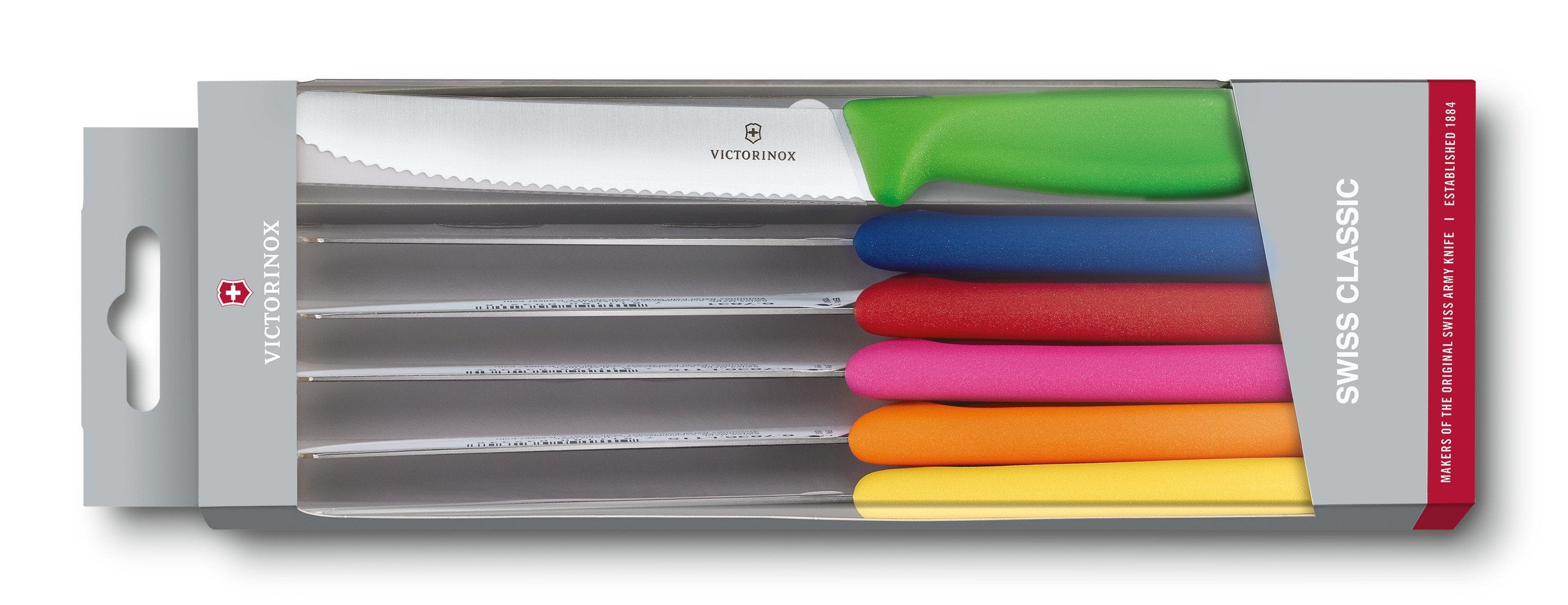 Victorinox Tomato & Table Knife Set 6.7839.6G - 6 piece Assort Colours Victorinox