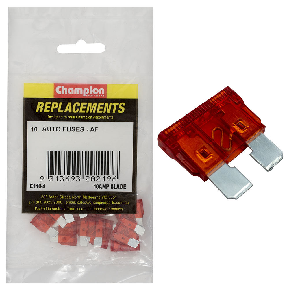 Champion AF 10Amp Standard Blade Fuse (Red) - 50pk