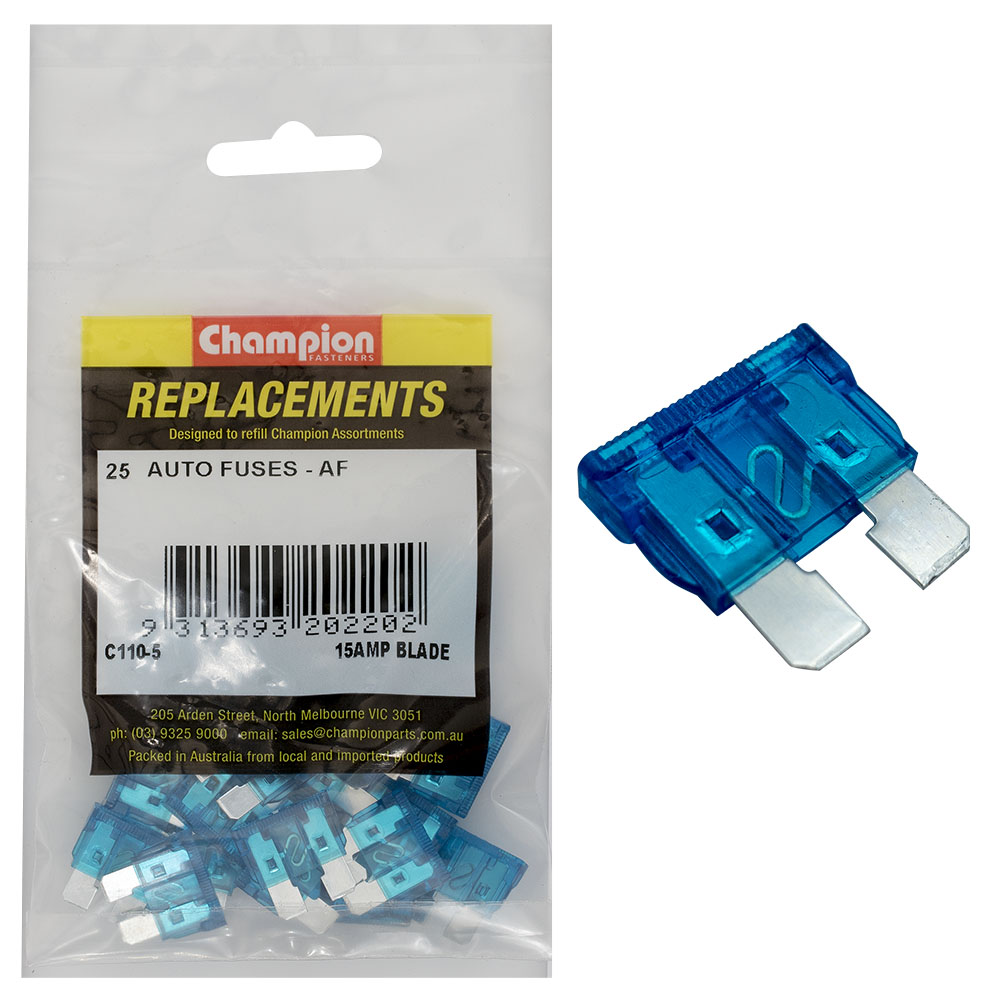 Champion AF 15Amp Standard Blade Fuse (Blue) - 50pk