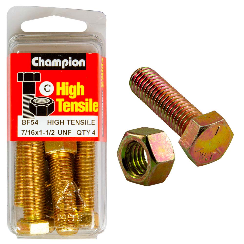 Champion 1-1/2in x 7/16in Set Screw  & Nut (C) - GR5