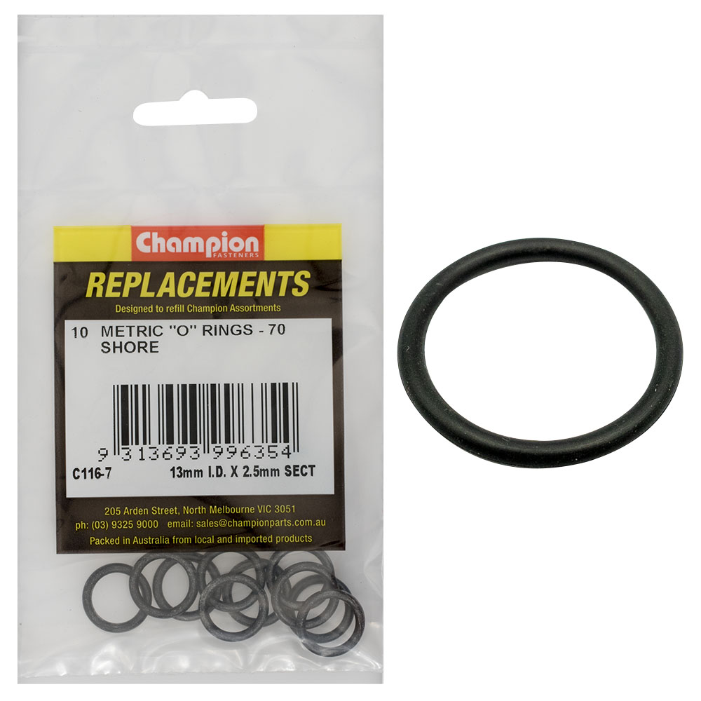 Champion 13mm (I.D.) x 2.5mm Metric O-Ring -10pk