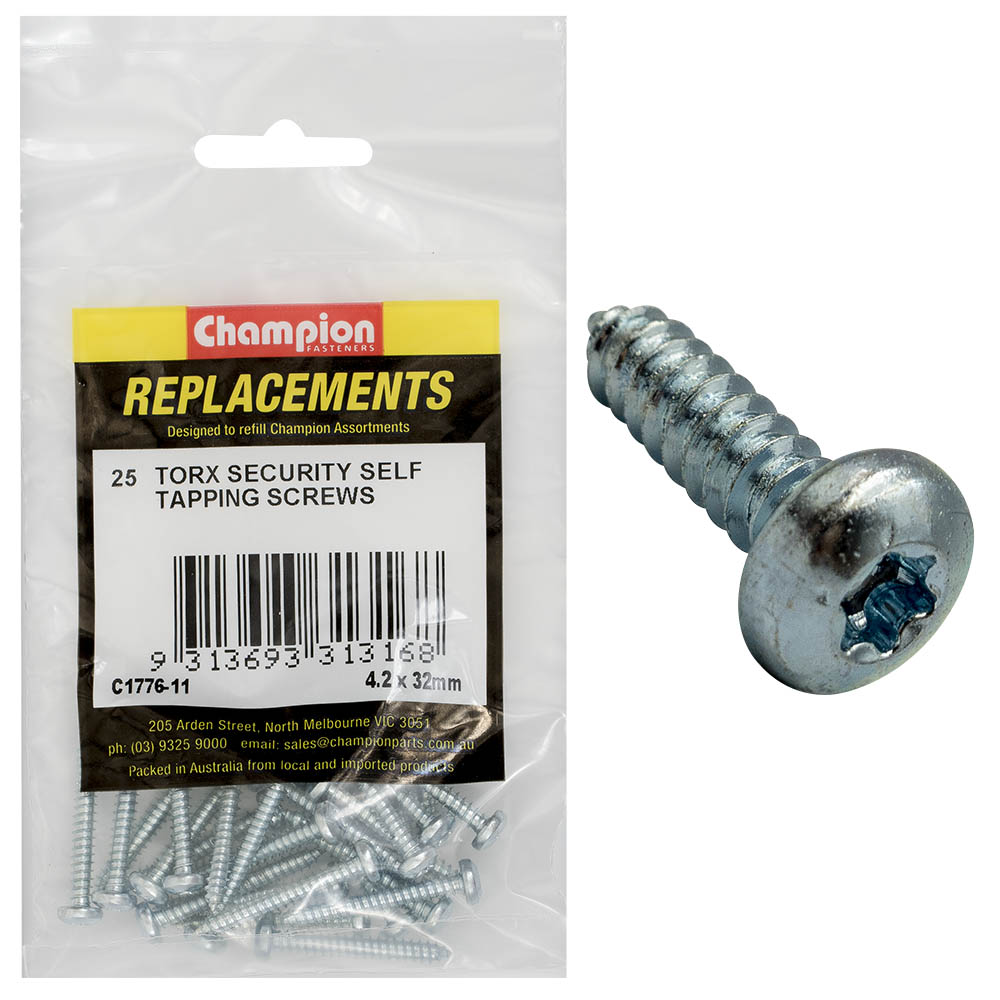 Champion 8G x 1-1/4in S/Tapping Screw -Pan -Tx -25pk