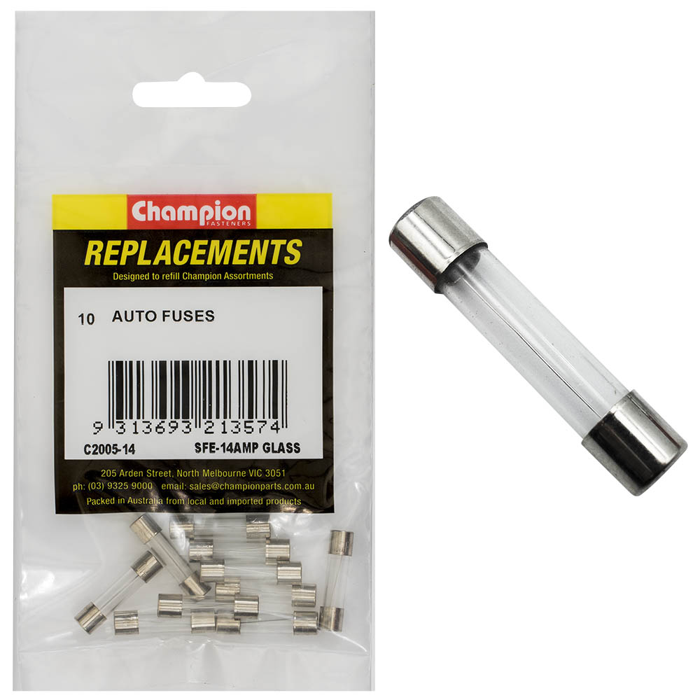 Champion Sfe 14Amp Glass Fuse -10pk