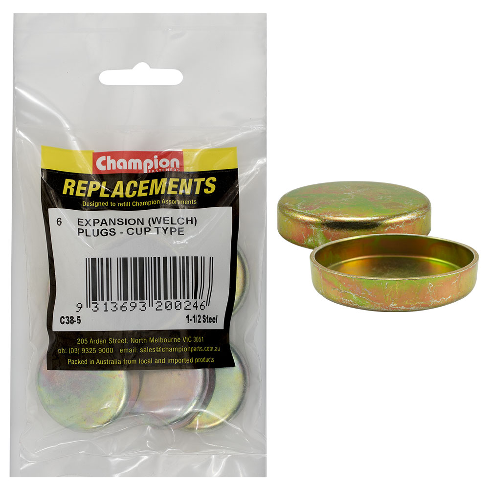 Champion 1-1/2in Steel Expansion (Frost) Plug -Cup Type-6pk*