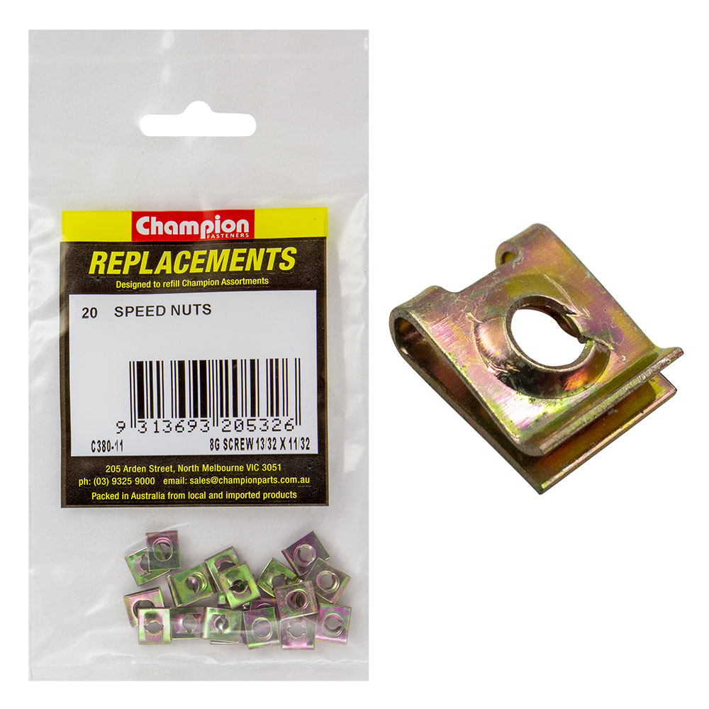 Champion 10.25 x 8.4 x 3.6mm Captive U-Type Speed Nut -20pk