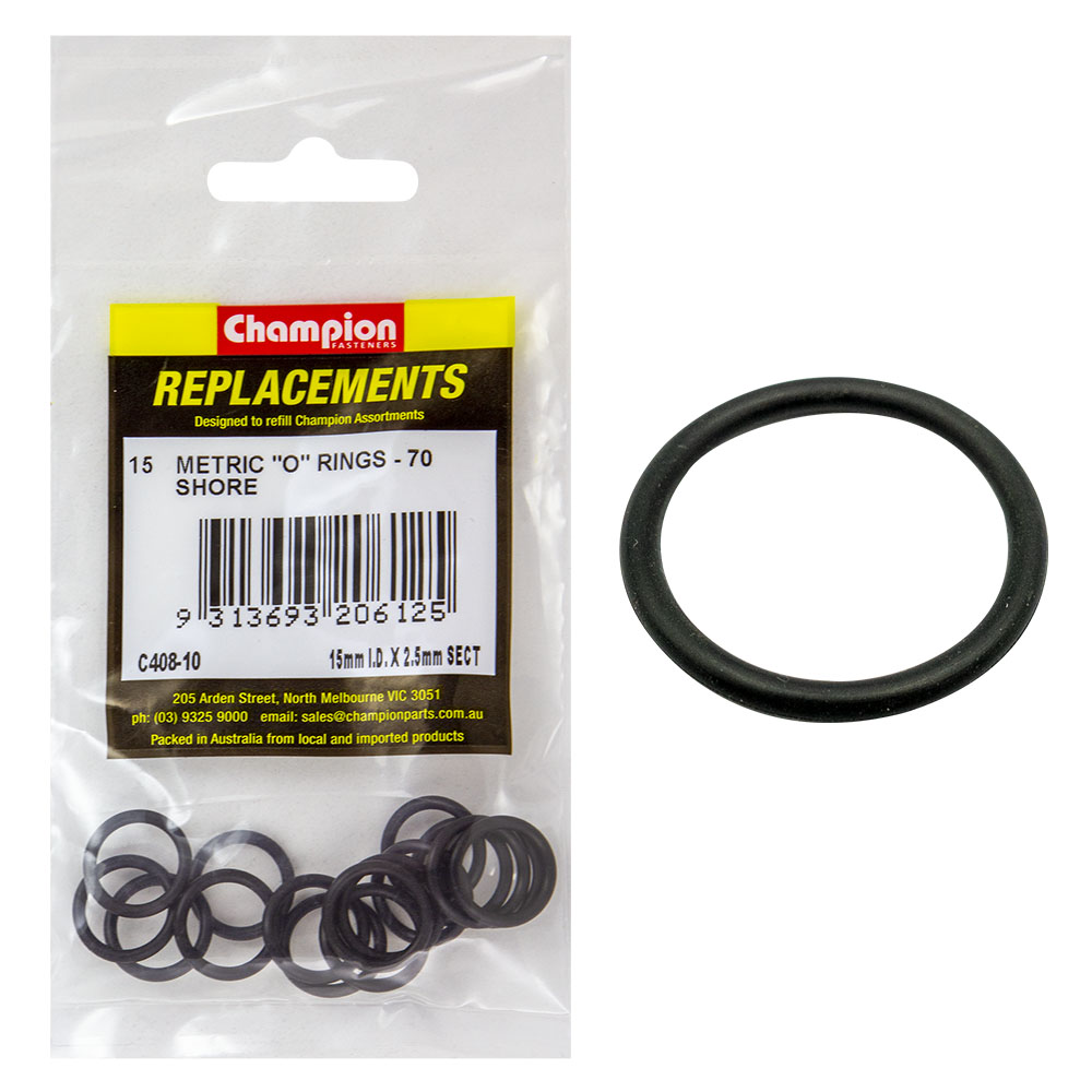 Champion 15mm (I.D.) x 2.5mm Metric O-Ring -15pk