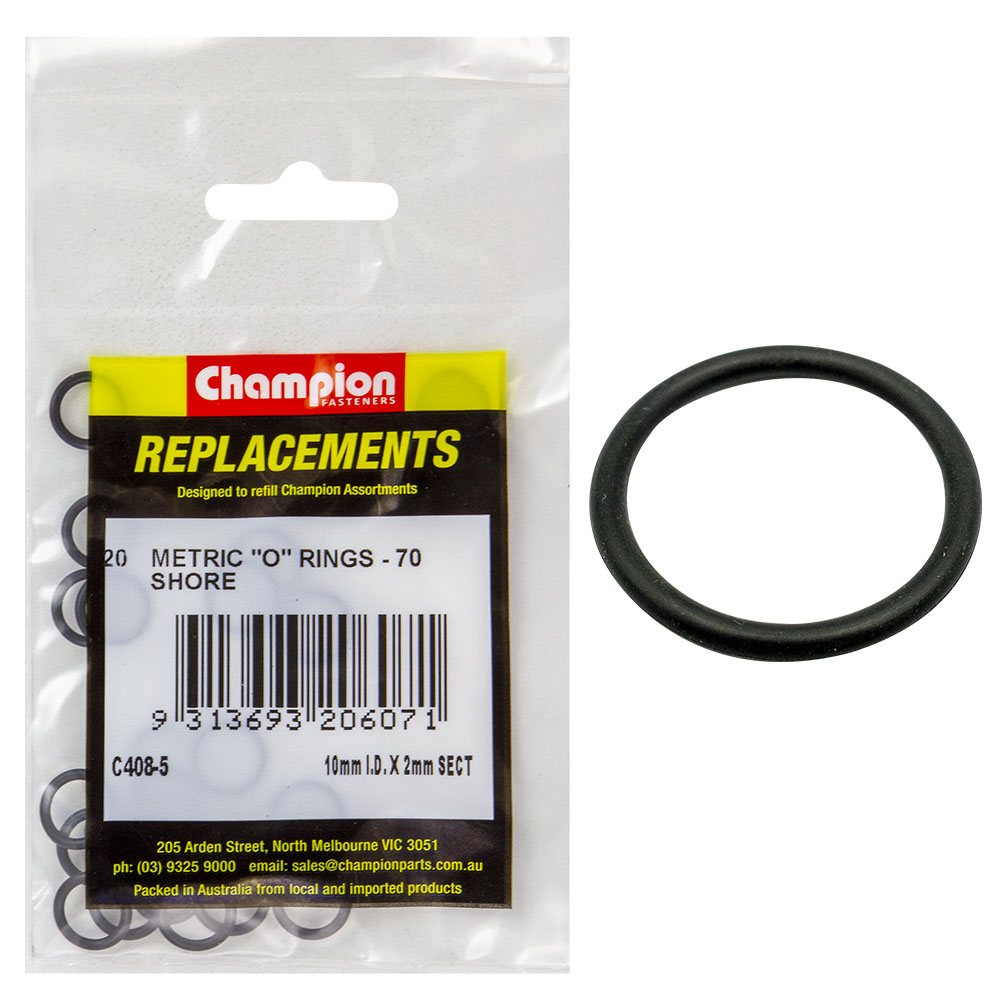 Champion 10mm (I.D.) x 2mm Metric O-Ring -20pk
