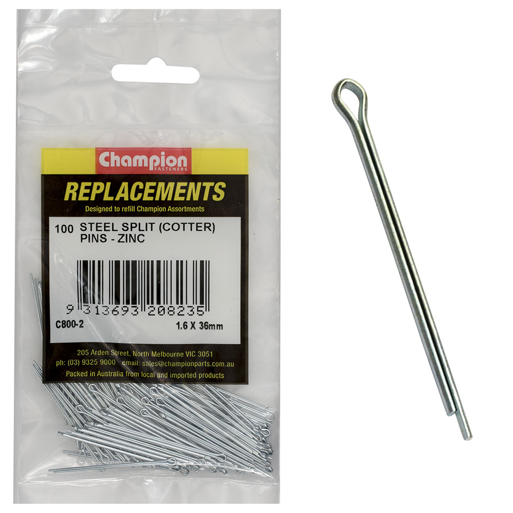 Champion 1.6mm x 36mm Steel Split (Cotter) Pin -100pk