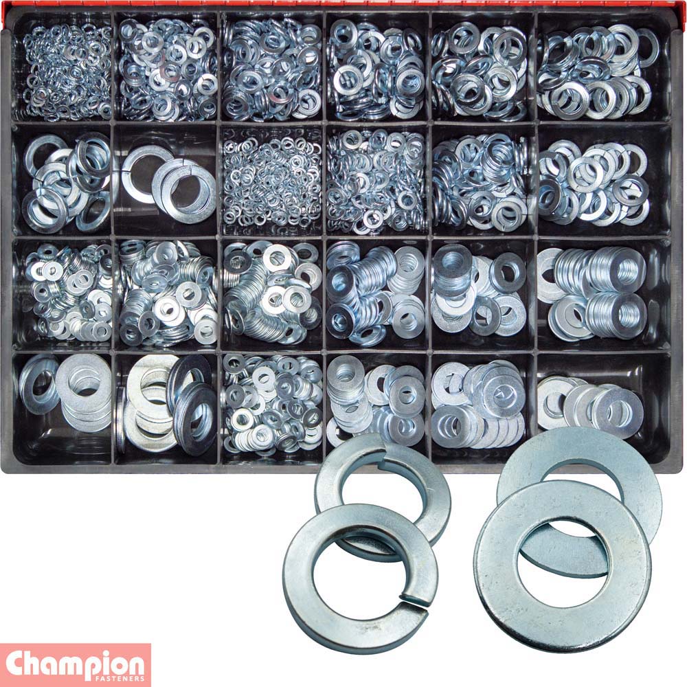 Champion Master Kit 1628pc Flat & Spring Washer (mm/imp)