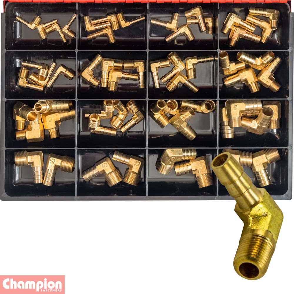 Champion 56pc Male Brass Hose Tail Elbow Assortment
