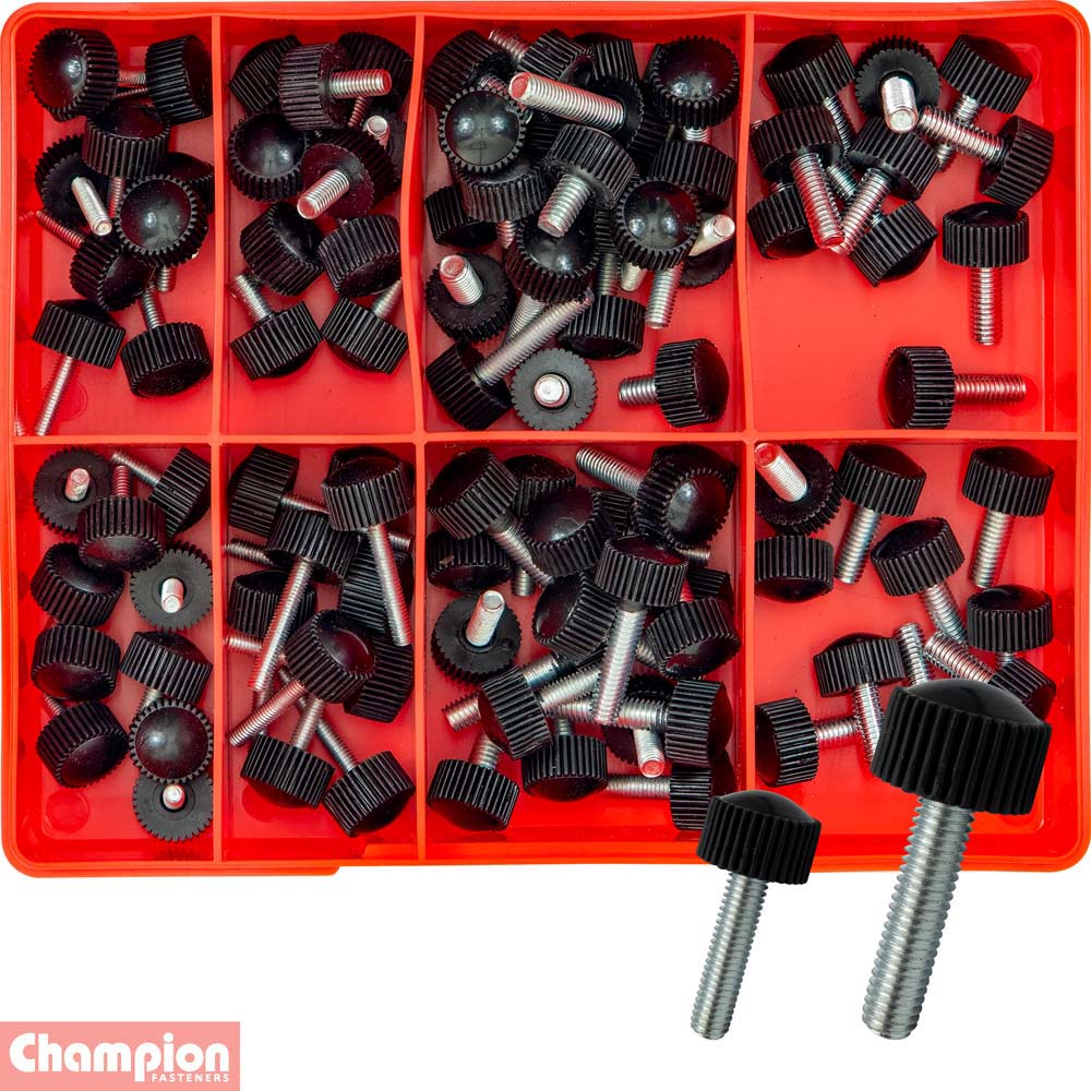 Champion 90pc Metric Round Knurled Thumb Screws - Z/P Assort