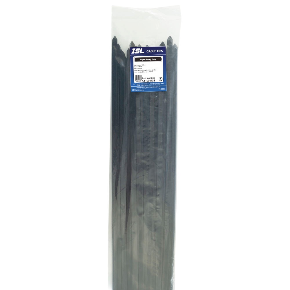 ISL 1030 x 13.0mm UV Nylon Cable Tie - Blk. - 50pk