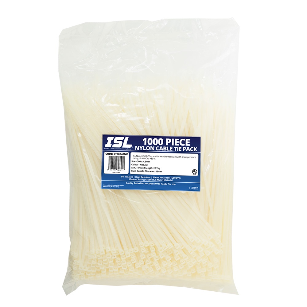 ISL 300 x 4.8mm Nylon Cable Tie - Nat. - 1000pk