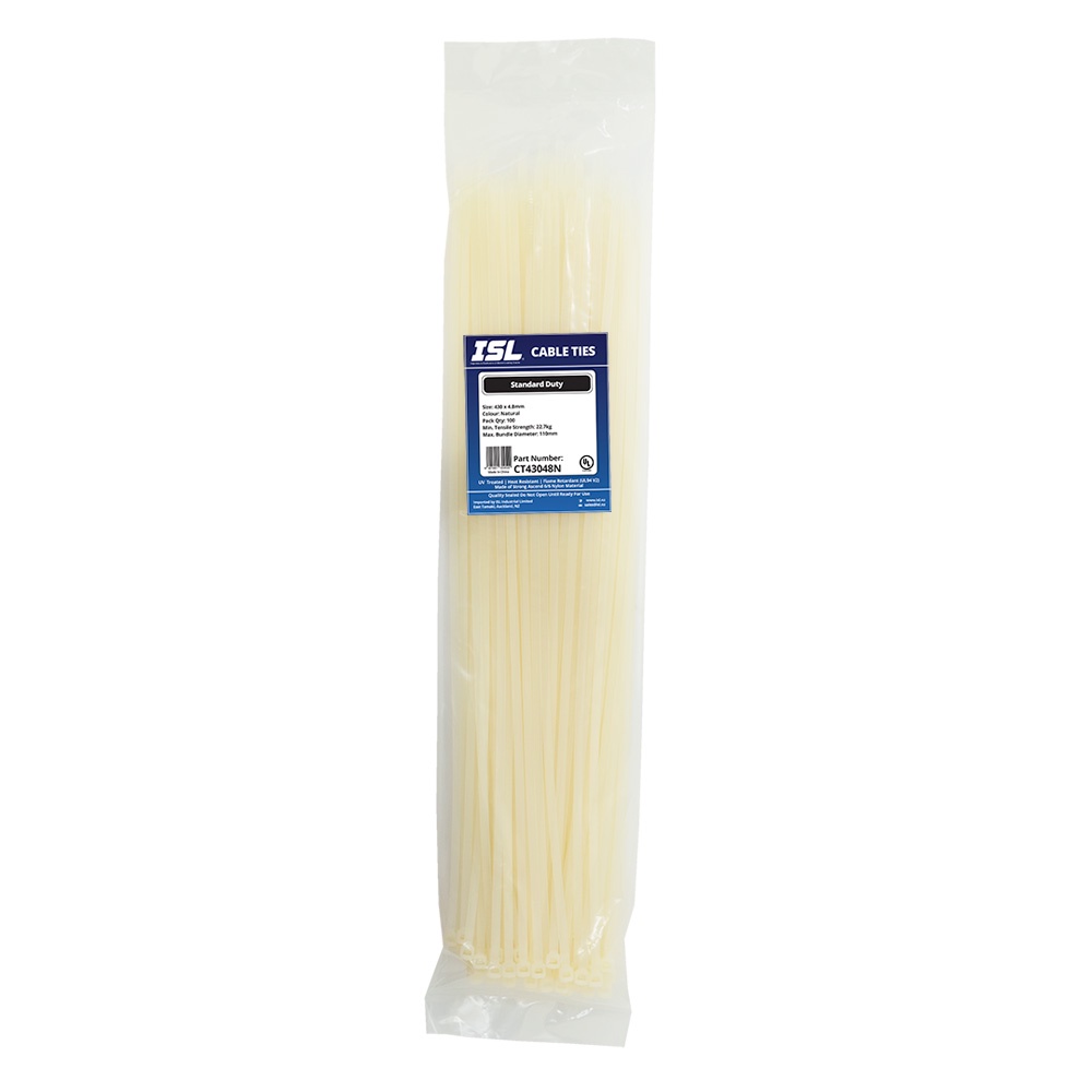 ISL 430 x 4.8mm Nylon Cable Tie - Nat. - 100pk