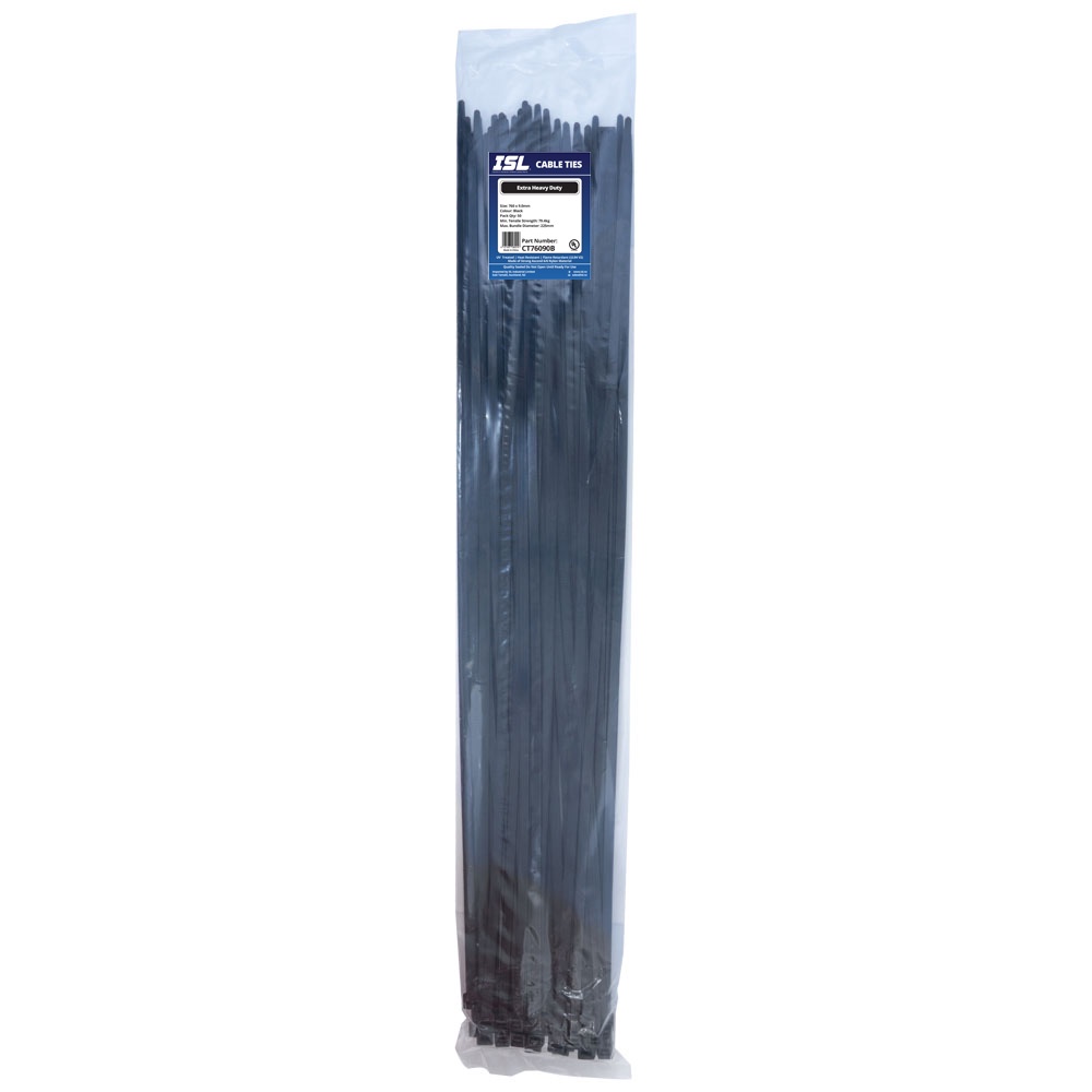 ISL 800 x 9.0mm UV Nylon Cable Tie - Blk. - 50pk