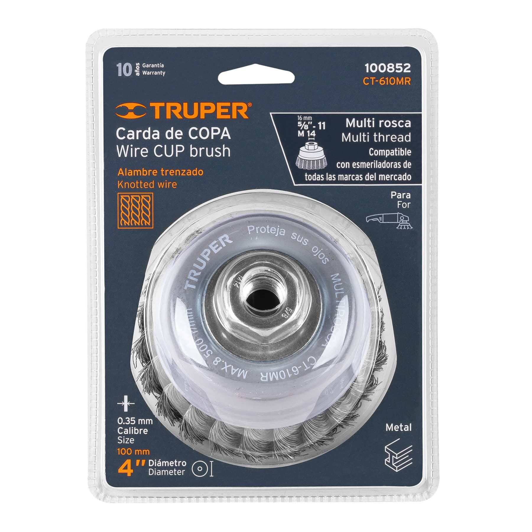 Truper Wire Cup Brush Twisted Multifit 100mm