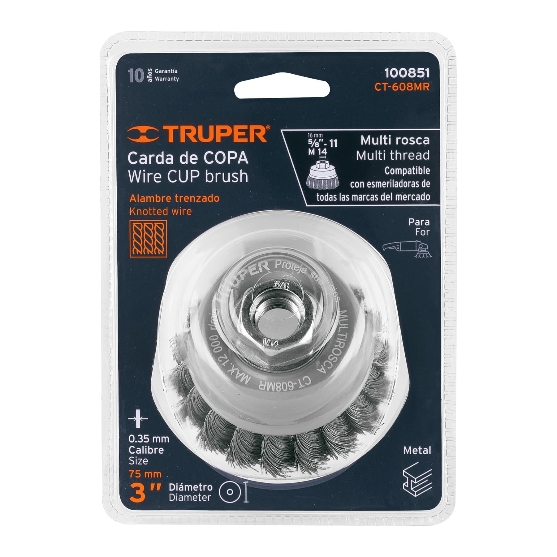 Truper Wire Cup Brush Twisted with Multi Thread 75mm