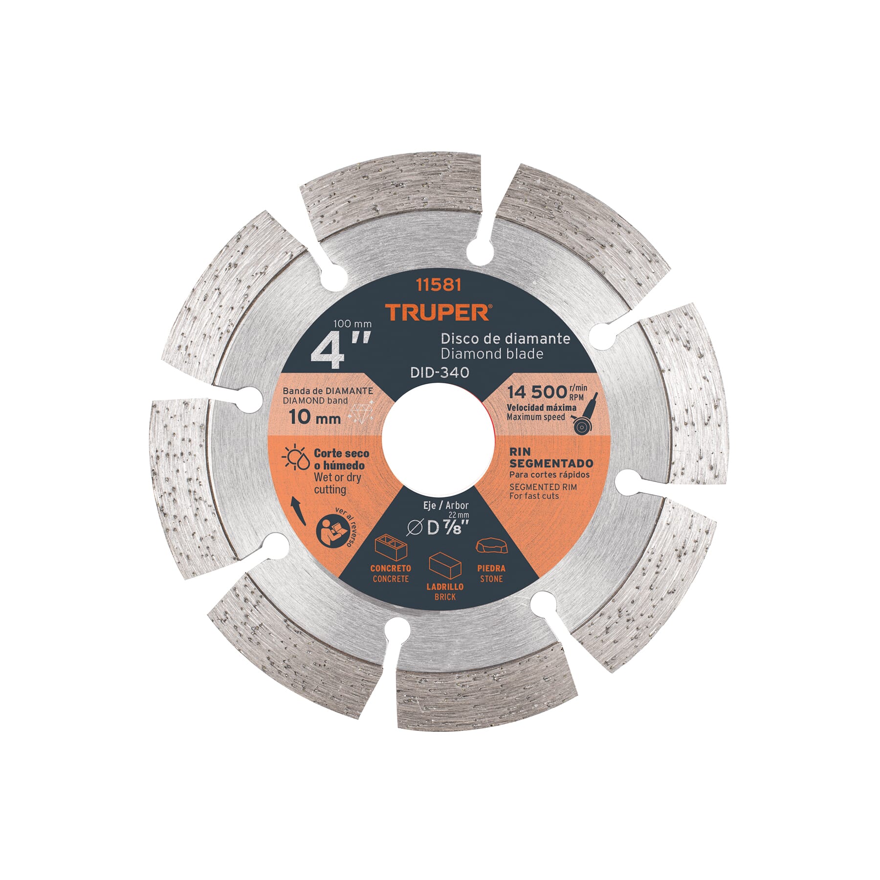 Truper Diamond Segmented Rim Blade 100mm x22mm