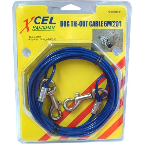 Xcel Dog Tie-Out Cable with Snaphooks 360kg Capacity 6m