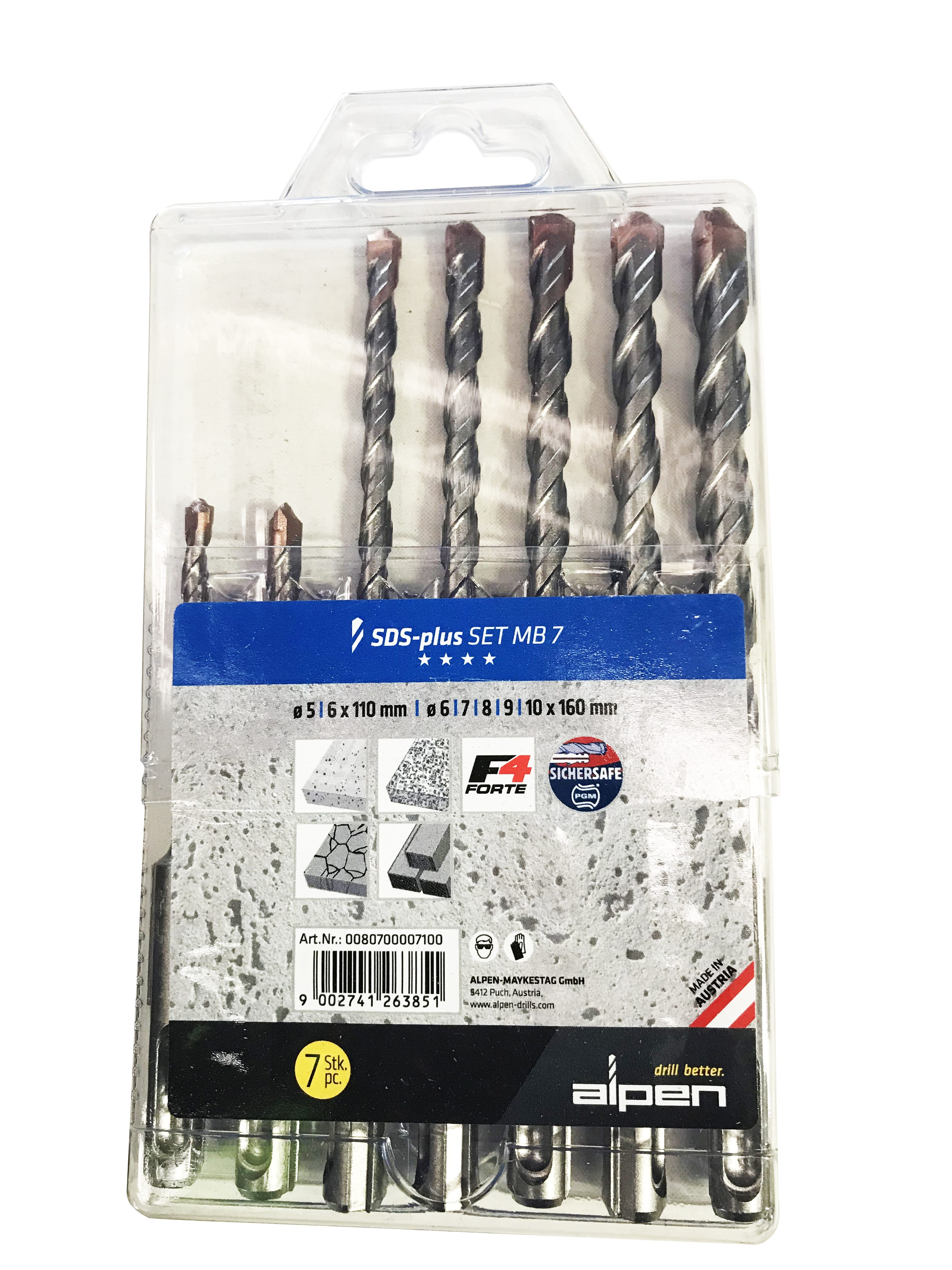 Alpen Series 807 SDS Plus 2 Flute Masonary Drill MB7 (Set of 7) ? 5