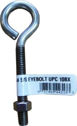 Hindley Eye Bolt & Nut - Zinc Plated #514 4 x 3/8 inch Tagged