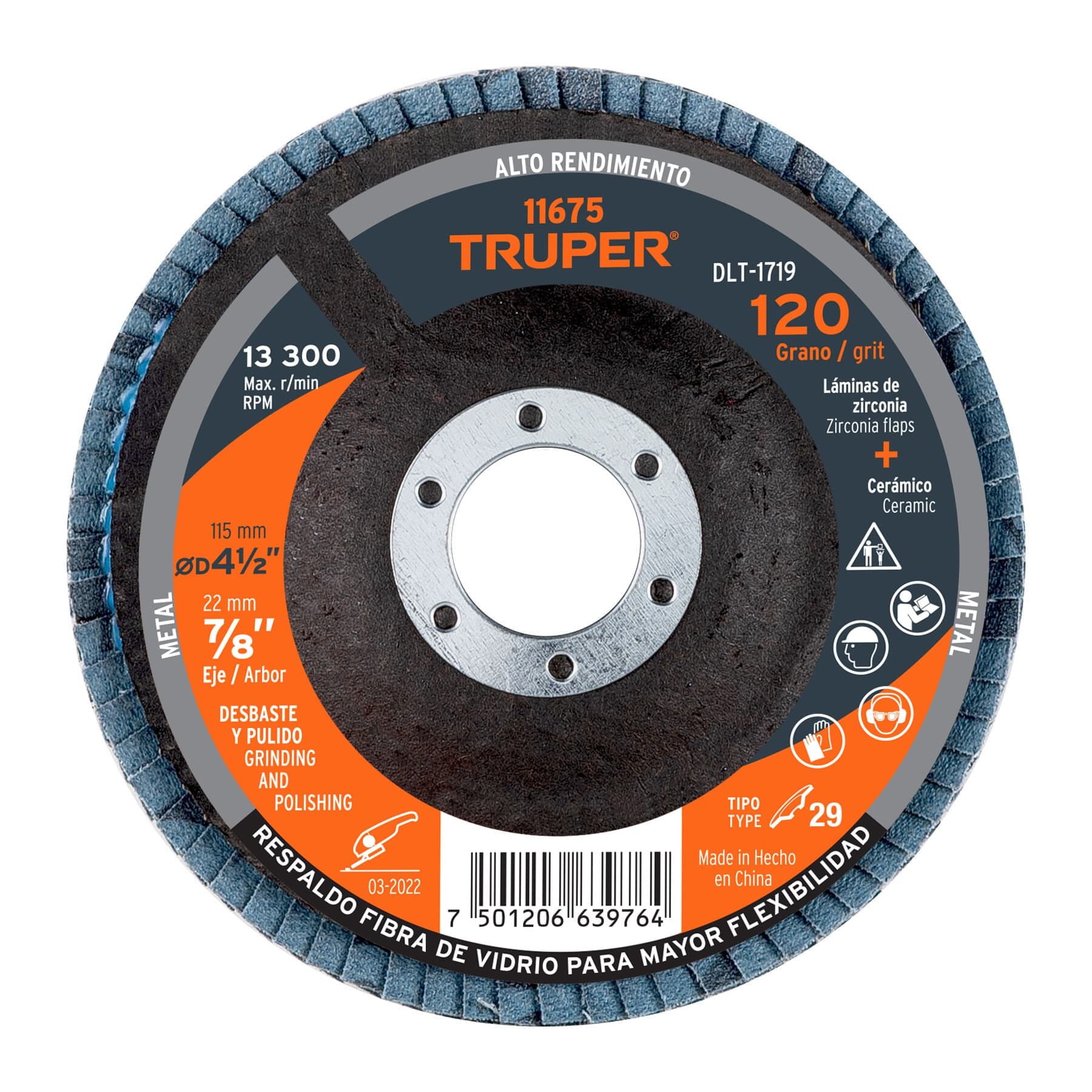 Truper Sanding Flap Disc for Grinder 115mm 120g
