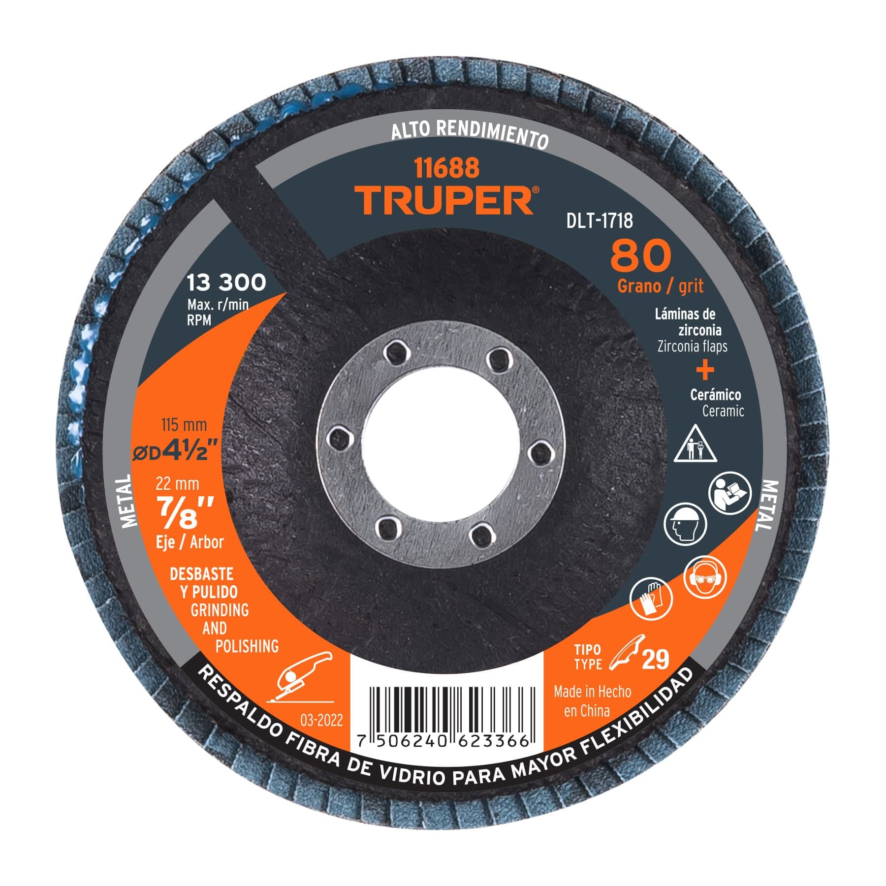 Truper Sanding Flap Disc for Grinder 115mm 80g