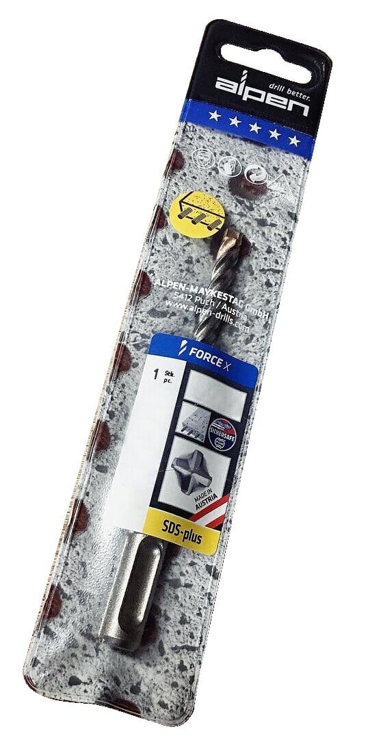 Alpen Series 875 Force X SDS 4 Flute Masonary Drill in Plastic Wallet L=450/400