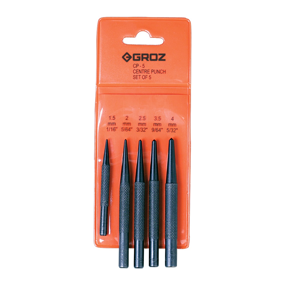 Groz 5pc Centre Punch Set (1.5mm To 4.0mm)