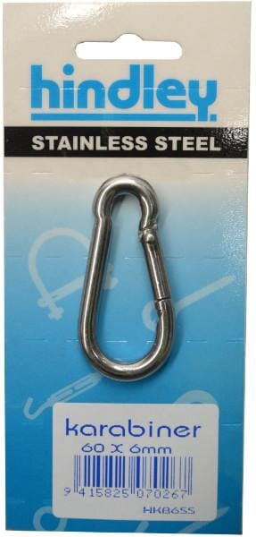 Hindley Karabiner Pear Shape Stainless Steel 60mm x 6mm Carded