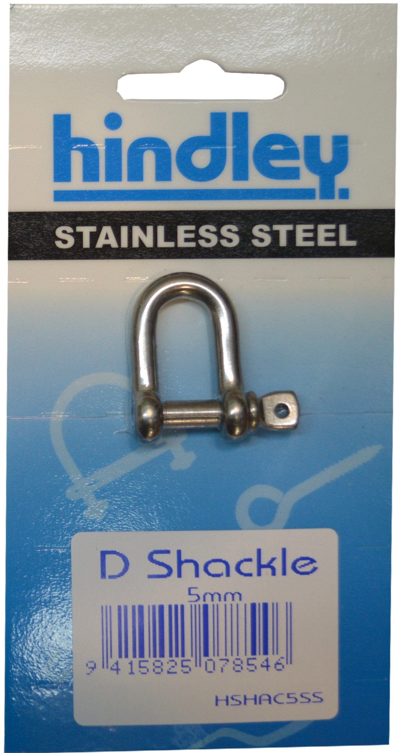 Hindley D Shackle Standard Stainless Steel 5mm Carded
