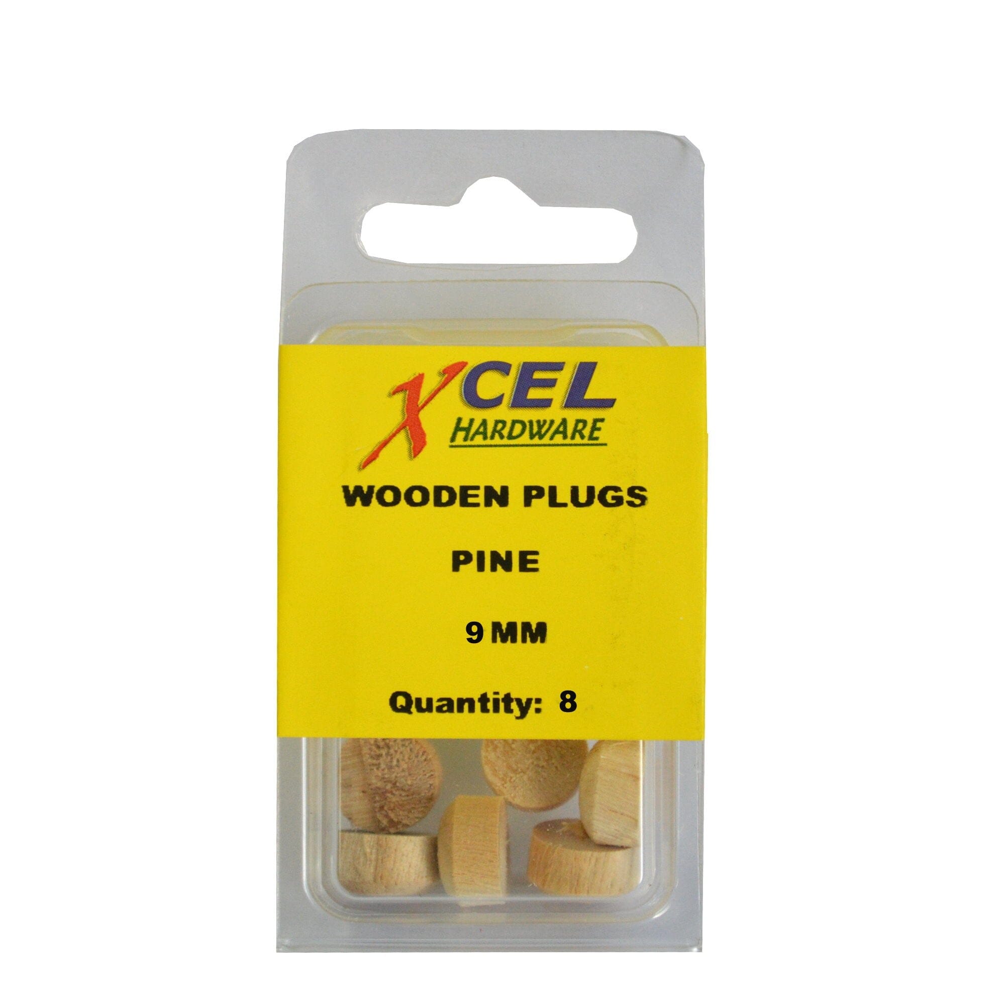 Xcel Wooden Plug Buttons - Pine 8-pce 9mm