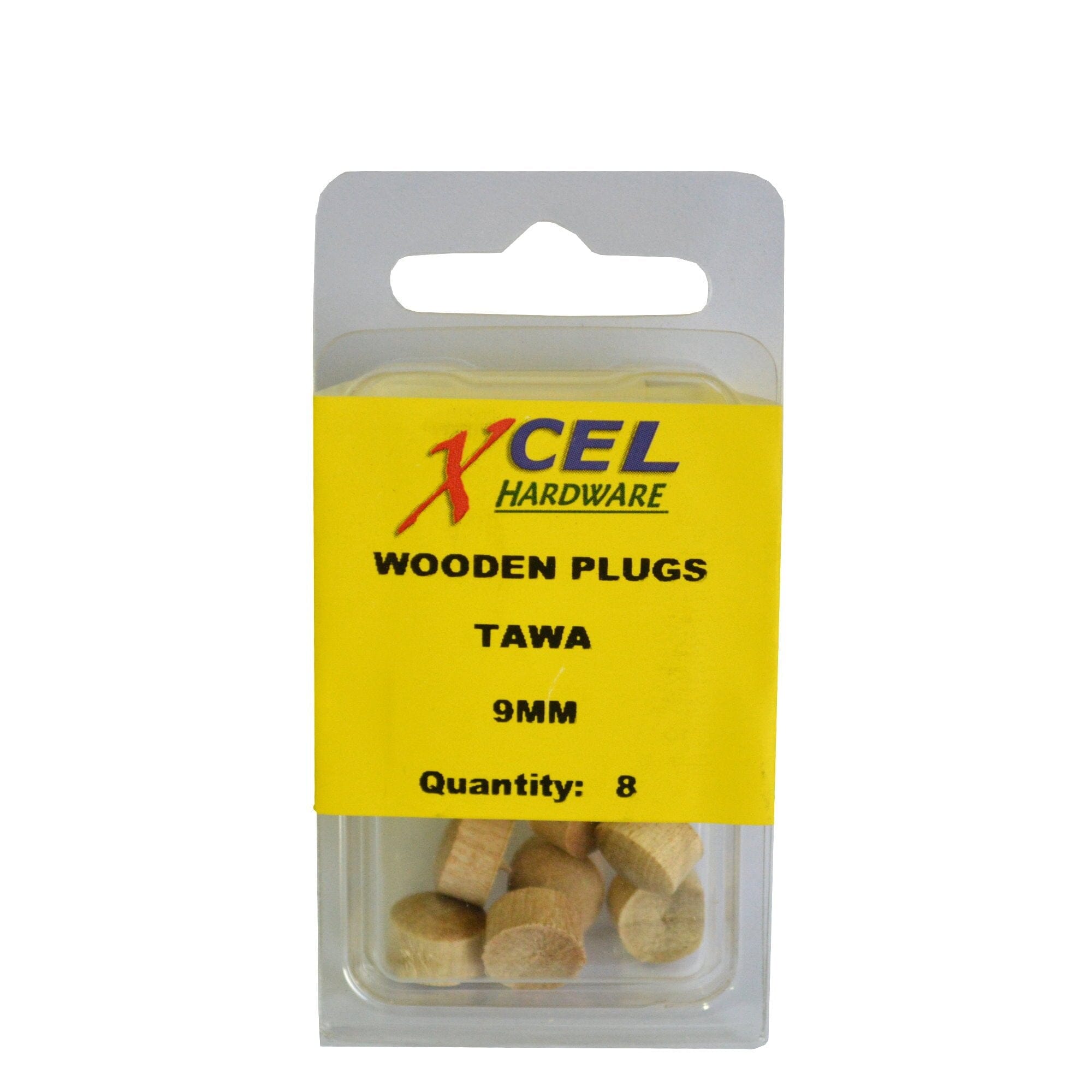 Xcel Wooden Plug Buttons - Tawa 8-pce 9mm