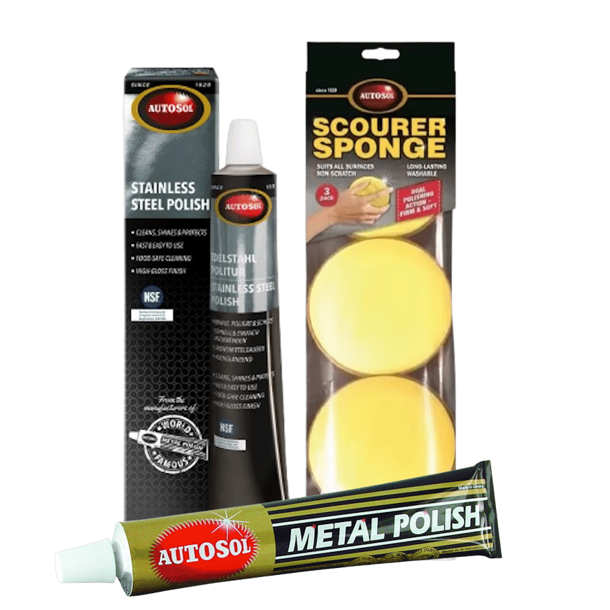 Autosol Metal Polish 75mls + Autosol Aluminium Polish 75mls + Polishing Sponge