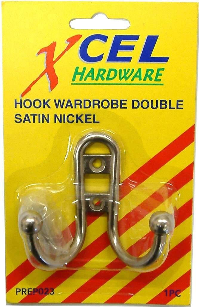 Xcel Wardrobe Hook - SCP Double with Ball Tips Carded