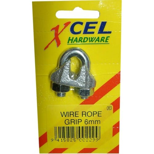 Xcel Wire Rope Grip Standard Galvanised 6mm Carded