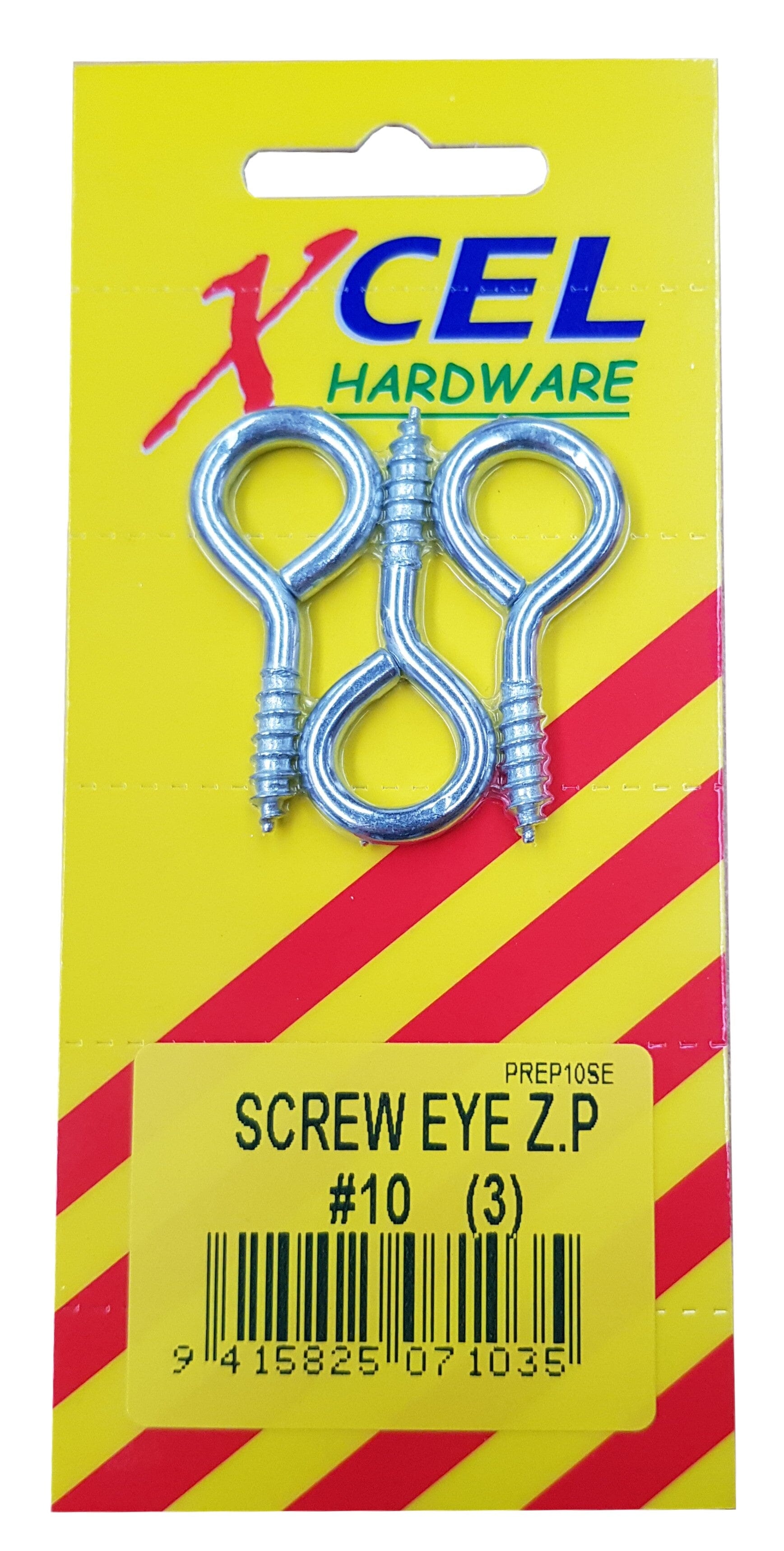 Xcel Screw Eyes ZP #10 3-pce 41mm x 3.9mm Carded