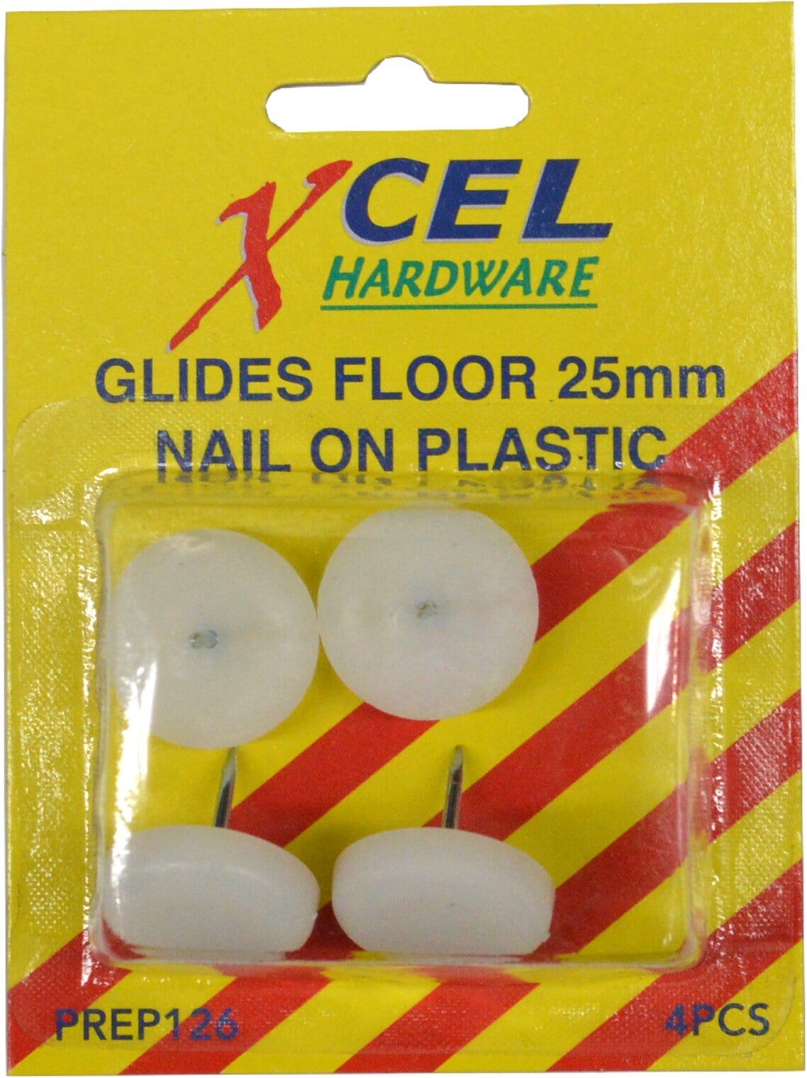Xcel Floor Glides - Nail On Plastic 4-pce 25mm Carded