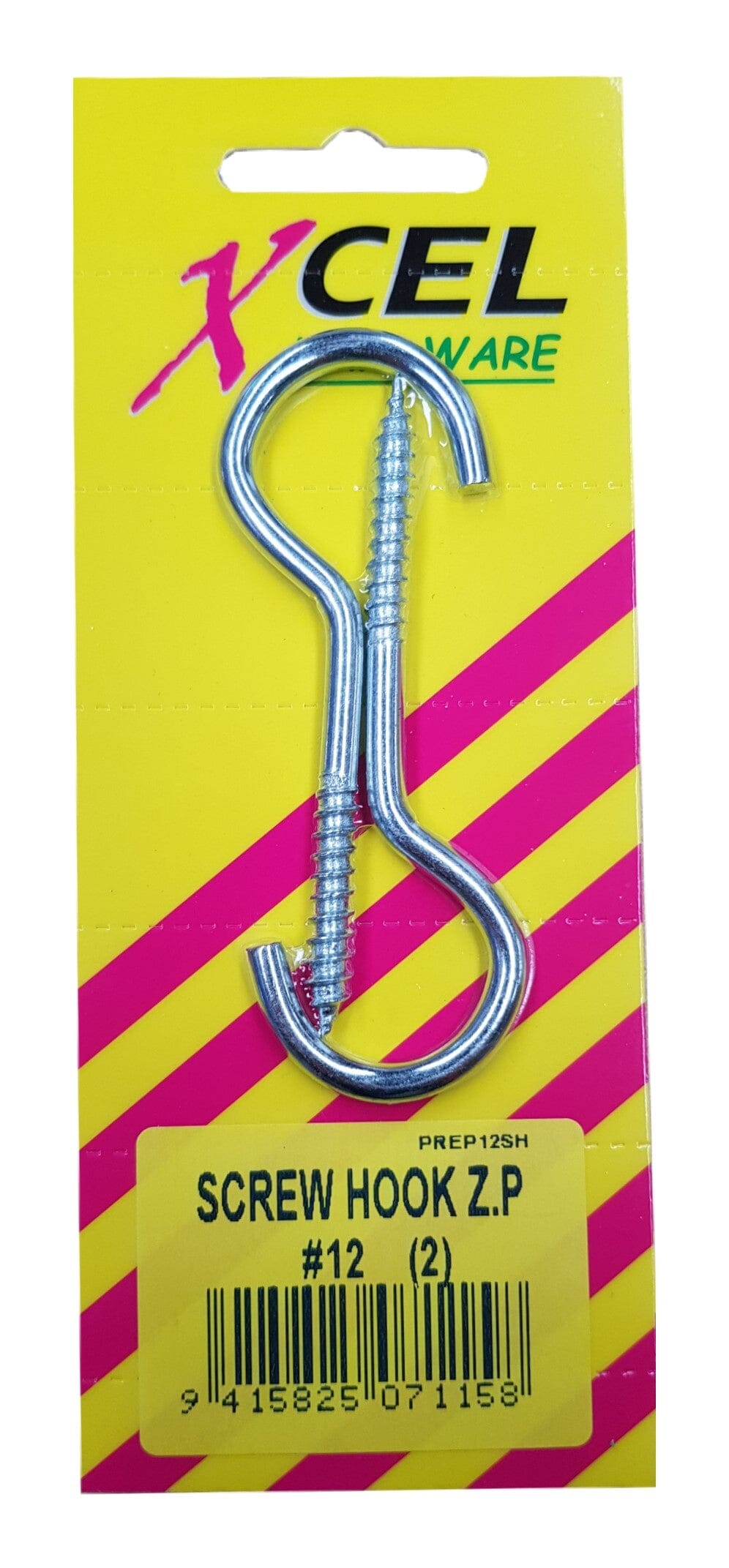 Xcel Screw Hooks ZP #12 2-pce 80mm x 4.3mm Carded