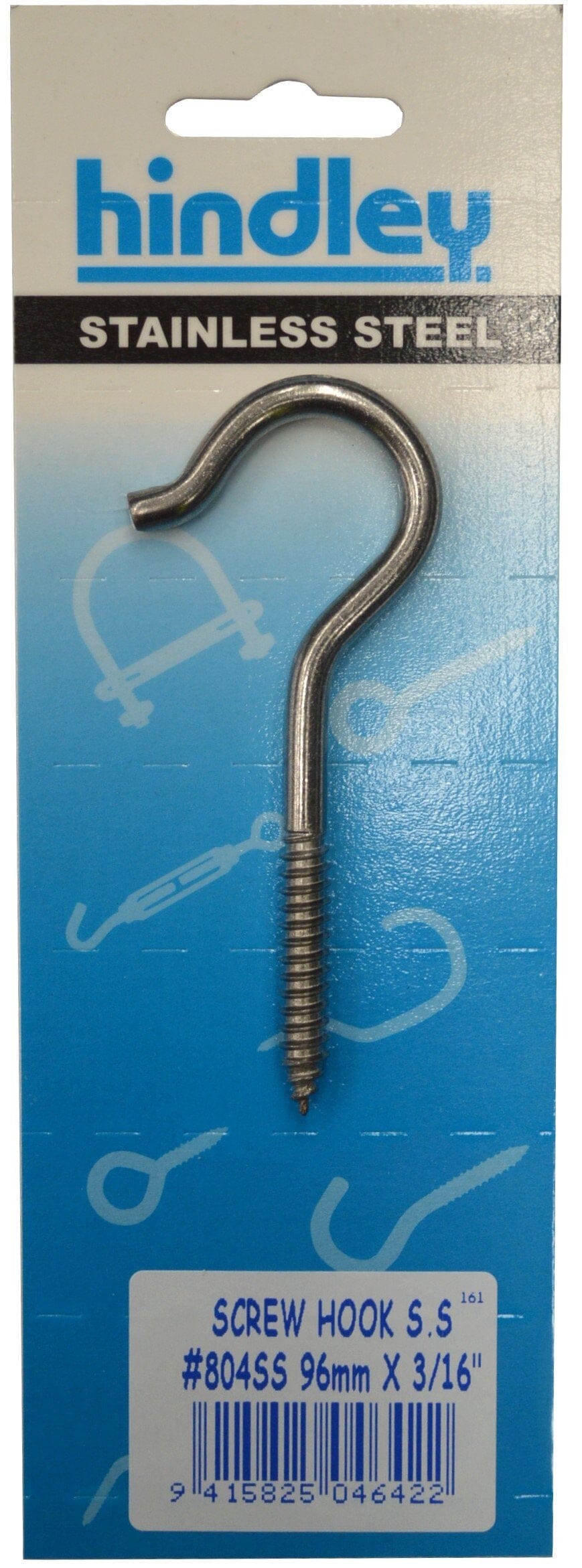 Xcel Screw Hook Stainless Steel #804SS 96mm x 5mm Carded