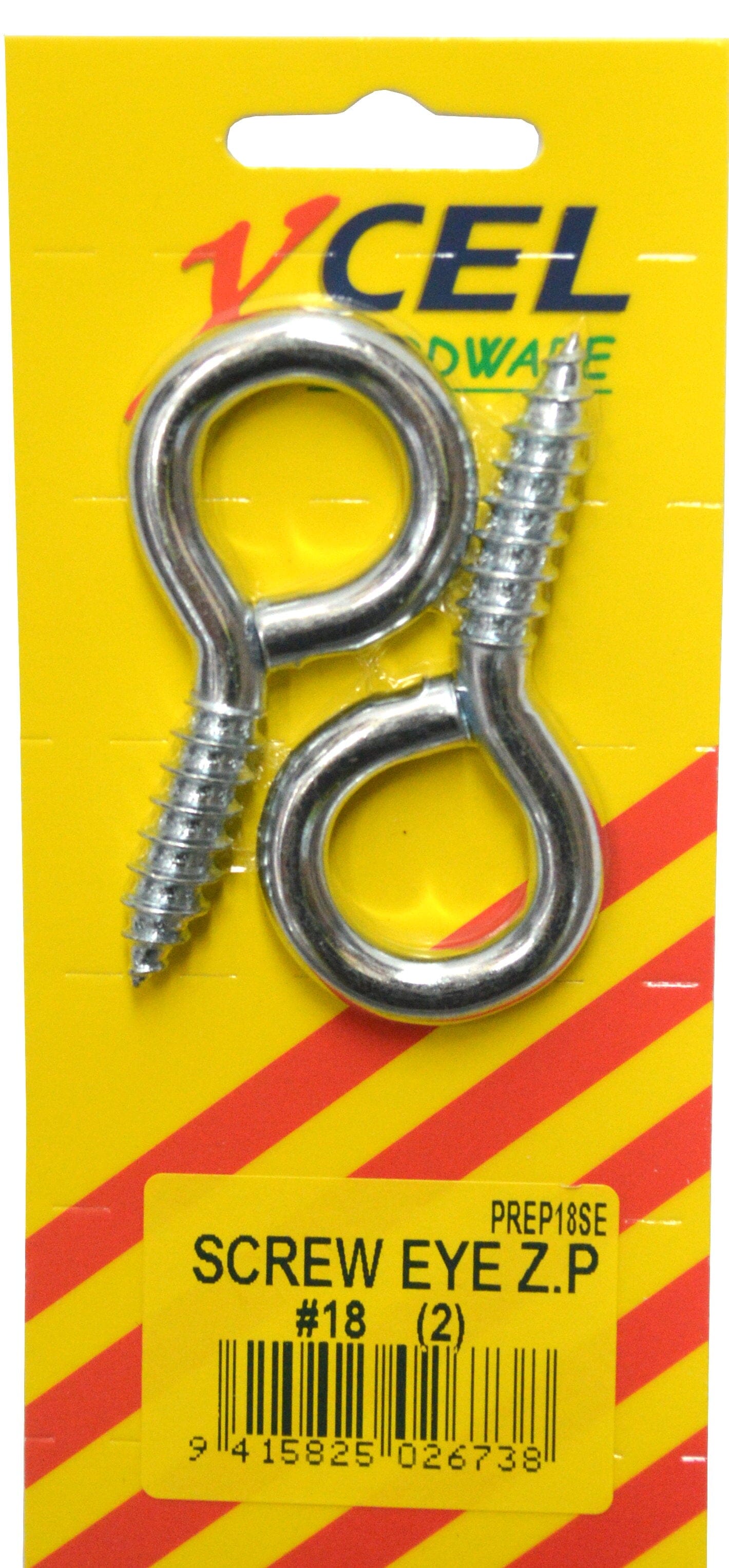 Xcel Screw Eyes ZP #18 2-pce 73mm x 8mm Carded
