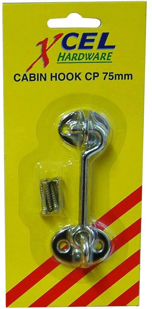 Xcel Cabin Hook - CP on Brass 65mm Carded