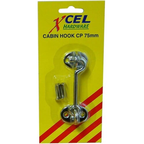 Xcel Cabin Hook - CP on Brass 75mm Carded